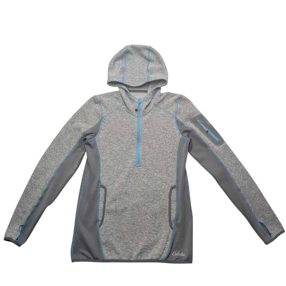 Cabelas XPG Womens Small Gray Quarter Zip‎ Fleece Pullover Thumbholes 925164